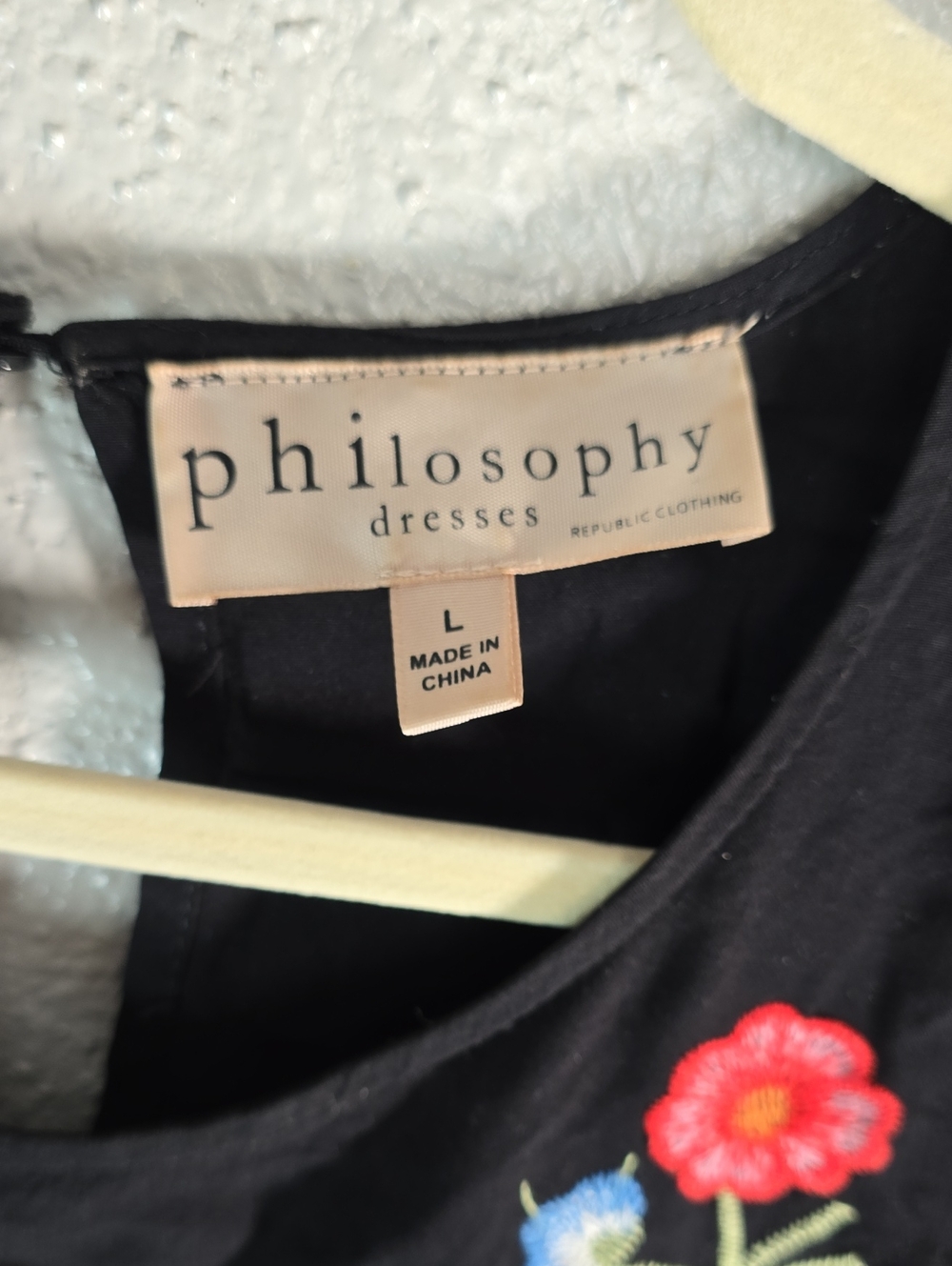 Philosophy Black Floral Embroidered Long-Sleeve Tunic Dress - Picture 3 of 8
